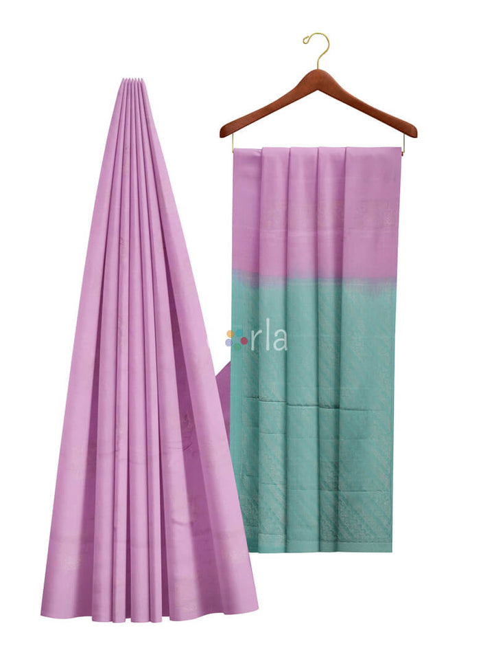 Vanya - French Lilac & Ice Green Bhutta Handloom Fancy Tencel (Vegan Silk)  Saree