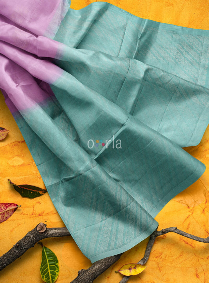 Vanya - French Lilac & Ice Green Bhutta Handloom Fancy Tencel (Vegan Silk)  Saree