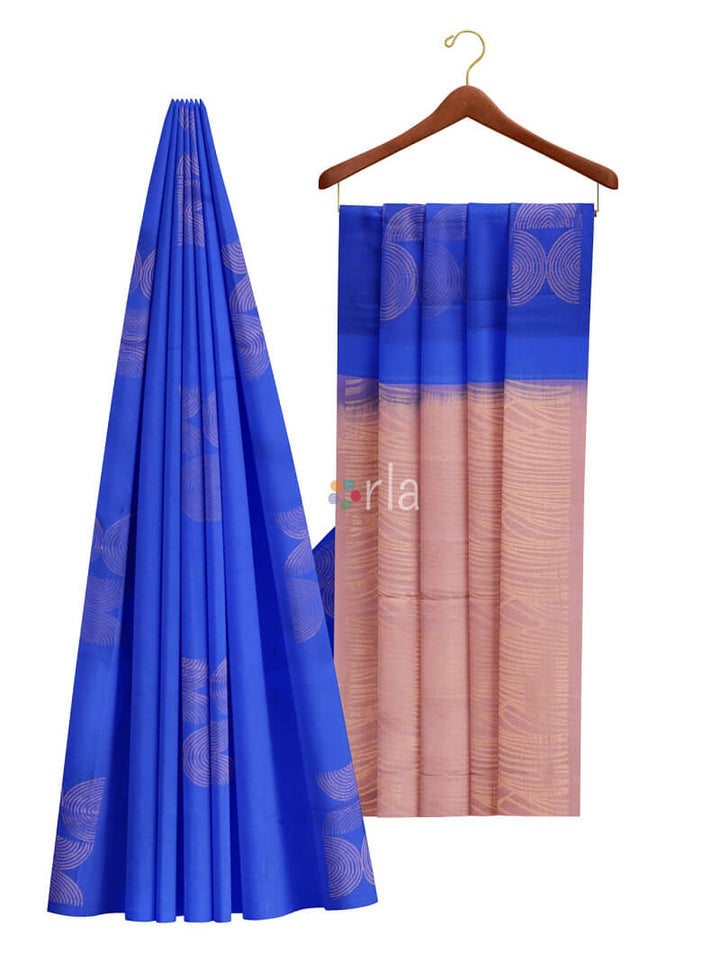 Vanya - Blue & Peach Bhutta Handloom Fancy Tencel (Vegan Silk) Saree