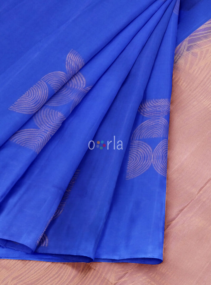 Vanya - Blue & Peach Bhutta Handloom Fancy Tencel (Vegan Silk) Saree