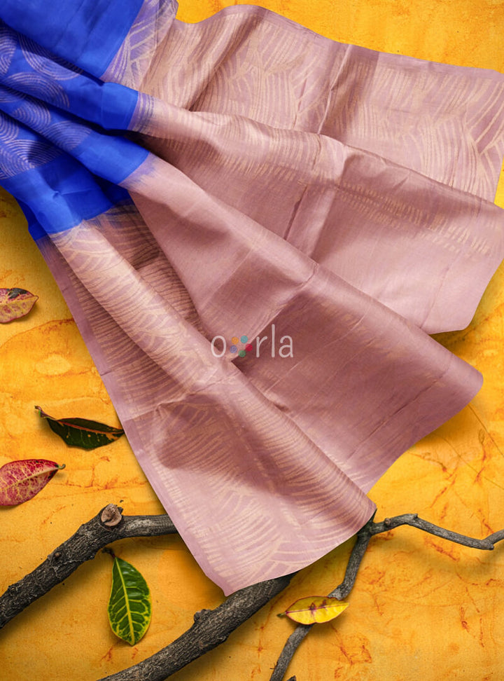 Vanya - Blue & Peach Bhutta Handloom Fancy Tencel (Vegan Silk) Saree