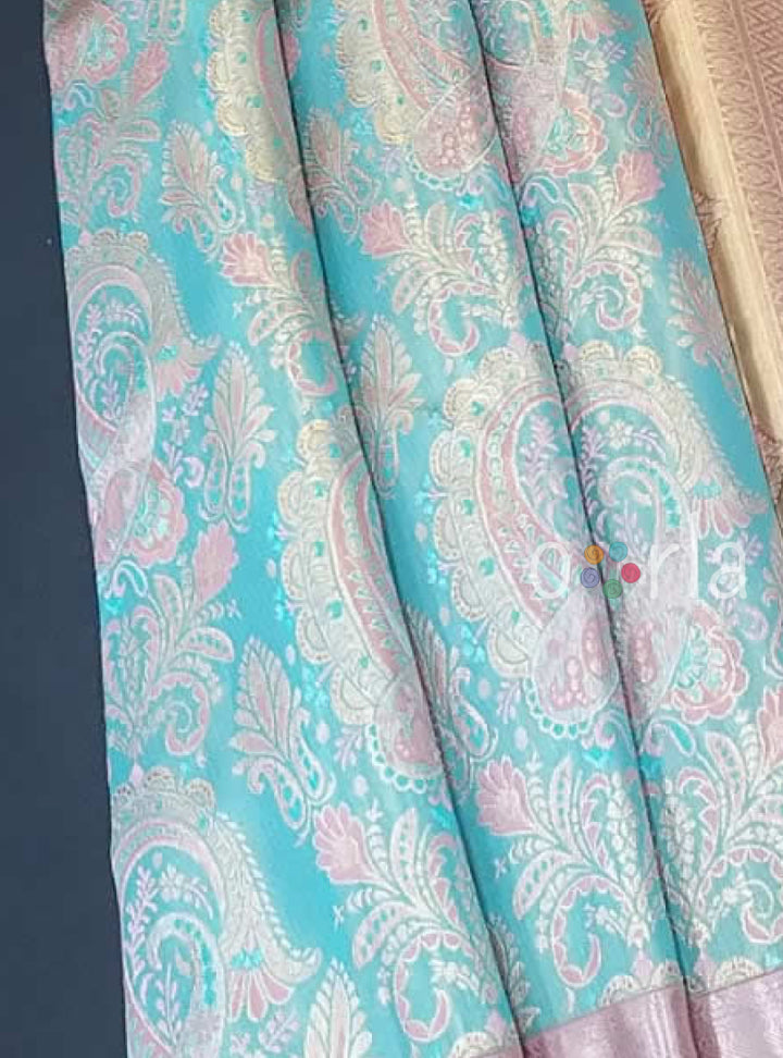 Varnam - Blue & Pink Kanchipuram Bridal Handloom Silk Saree