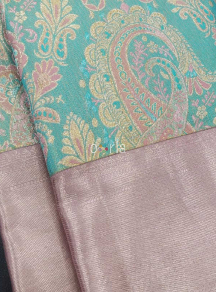 Varnam - Blue & Pink Kanchipuram Bridal Handloom Silk Saree