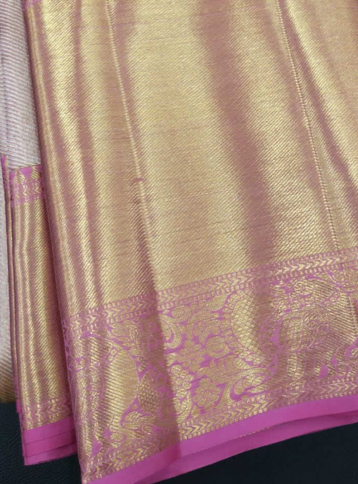 Varnam - Pink & Lotus Pink Kanchipuram Bridal Handloom Silk Saree