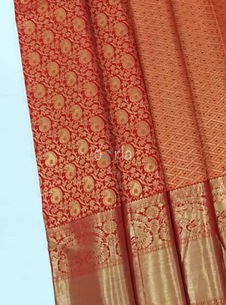 Varnam - Red & Green Kanchipuram Bridal Handloom Silk Saree